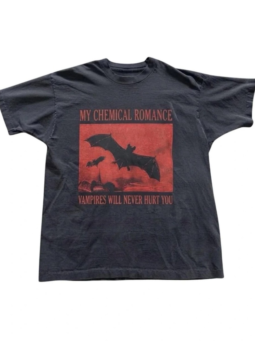 Black Tee with Red My Chemical Romance Graphic